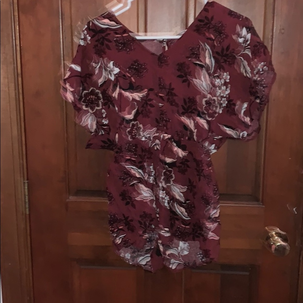 marron flower romper